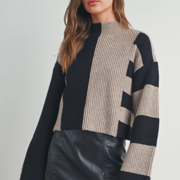 Harlee Color Block Mock Turtleneck Sweater | Women's Fall and Winter Style - Picture 4 of 8